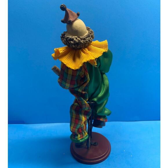 Vintage Circus Clown Figurine with Maracas Unicycle Hand-Painted 12" Multicolor - Picture 5 of 11